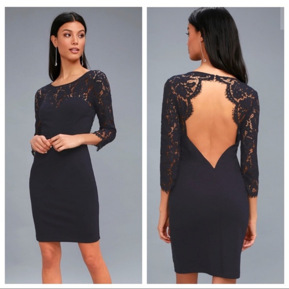 NWT LULU'S Midi Quarter Sleeve Lace Dress - Picture 1 of 7